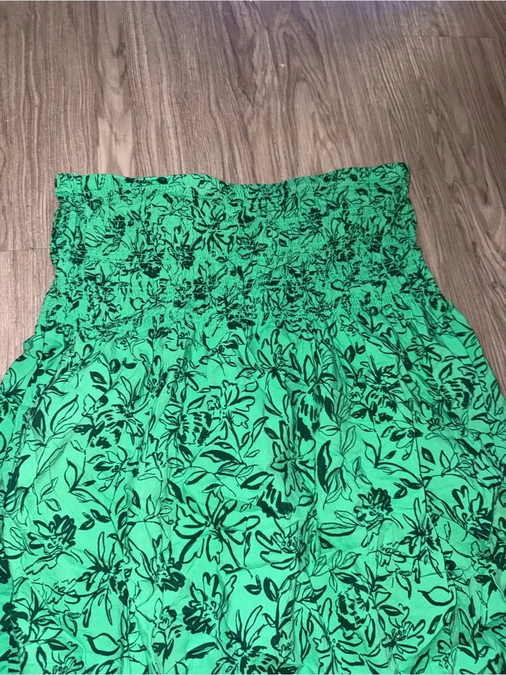 Green Floral Smocked-Waist Skirt - Picture 3 of 4